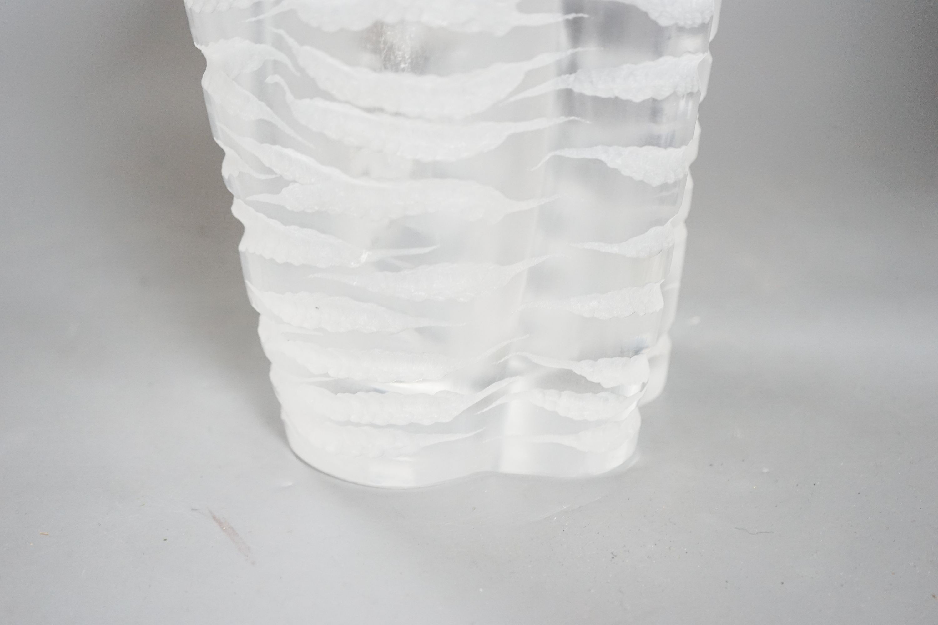 A large Lalique Senlis pattern frosted glass vase, 1950’s/60s, 30cm